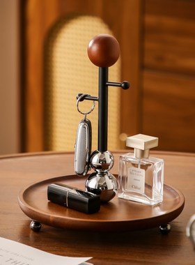 OY玄关入户钥i匙收纳架胡桃木首饰挂架香水收纳托盘桌面装饰品摆