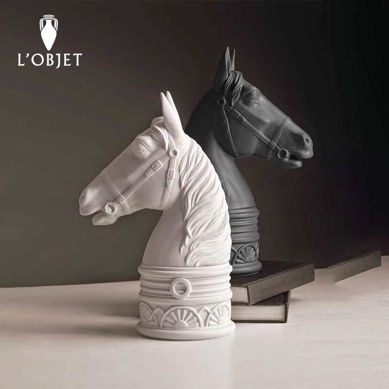 L'OBJET欧洲进口Horse骏马系列马头瓷质书立艺术创意家居摆件-图0