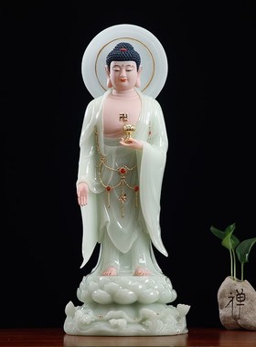 极速汉白玉翠玉西方三圣一套阿弥陀佛大势至菩萨观音Y菩萨佛像促