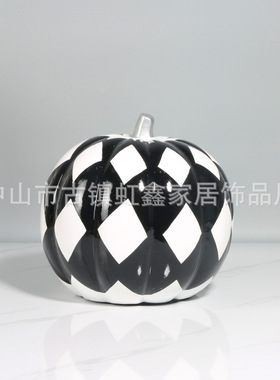 极速现代简约黑白风格南瓜t摆件样板房售楼处儿童房书房软装饰品