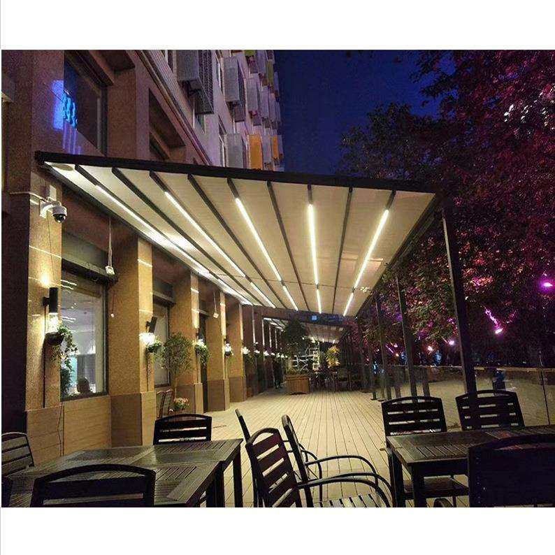 电动折叠天幕庭院餐厅遮阳防雨智能伸缩式折叠天幕楼顶露台遮雨篷,淘宝优惠券,粉丝福利购,淘宝优惠卷