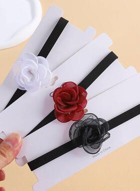 women retro rose choker flower dinner necklace neck chain 饰