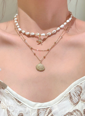 赵昭仪同款~贝壳海星项链女2026新款小众设计海边度假风颈链配饰