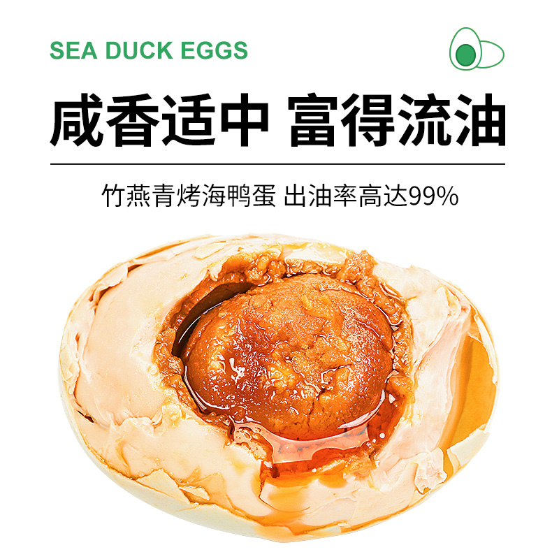 竹燕青即食烤海鸭蛋60g*6枚北海正宗红树林特产沙香流油咸鸭蛋 - 图0