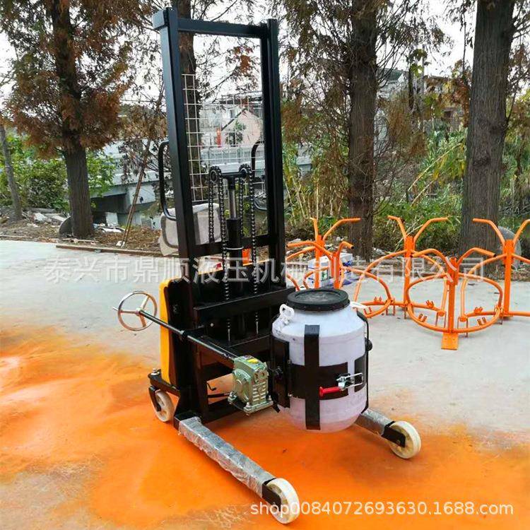 半电动油桶翻转车电动称重油桶倒料车电升手翻油桶升高车 - 图1