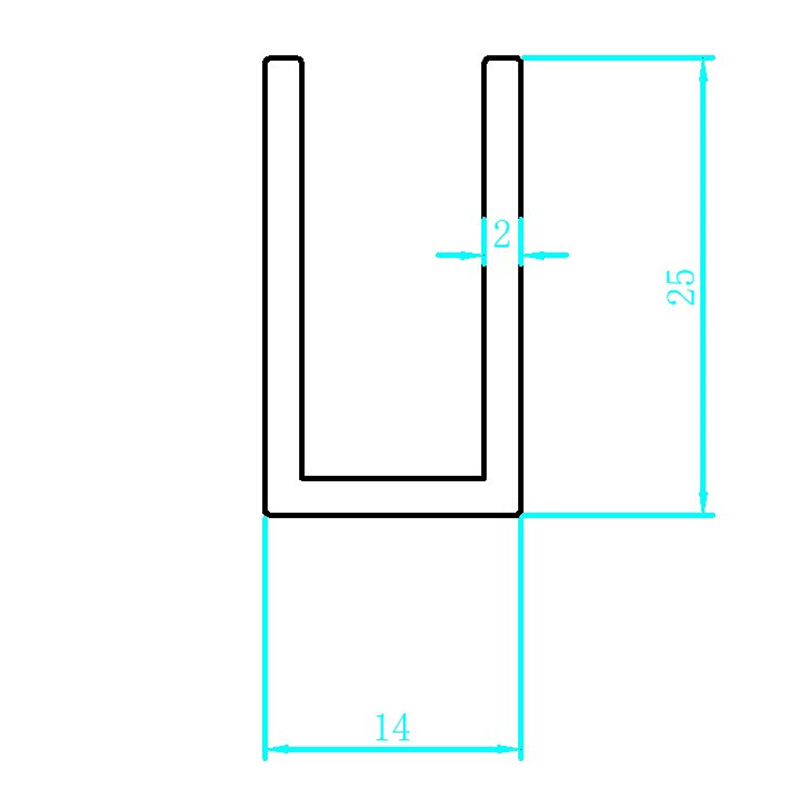 铝合金u型槽e14x25x2mm板材玻璃包边内径10毫米氧化铝合金型材槽 - 图2