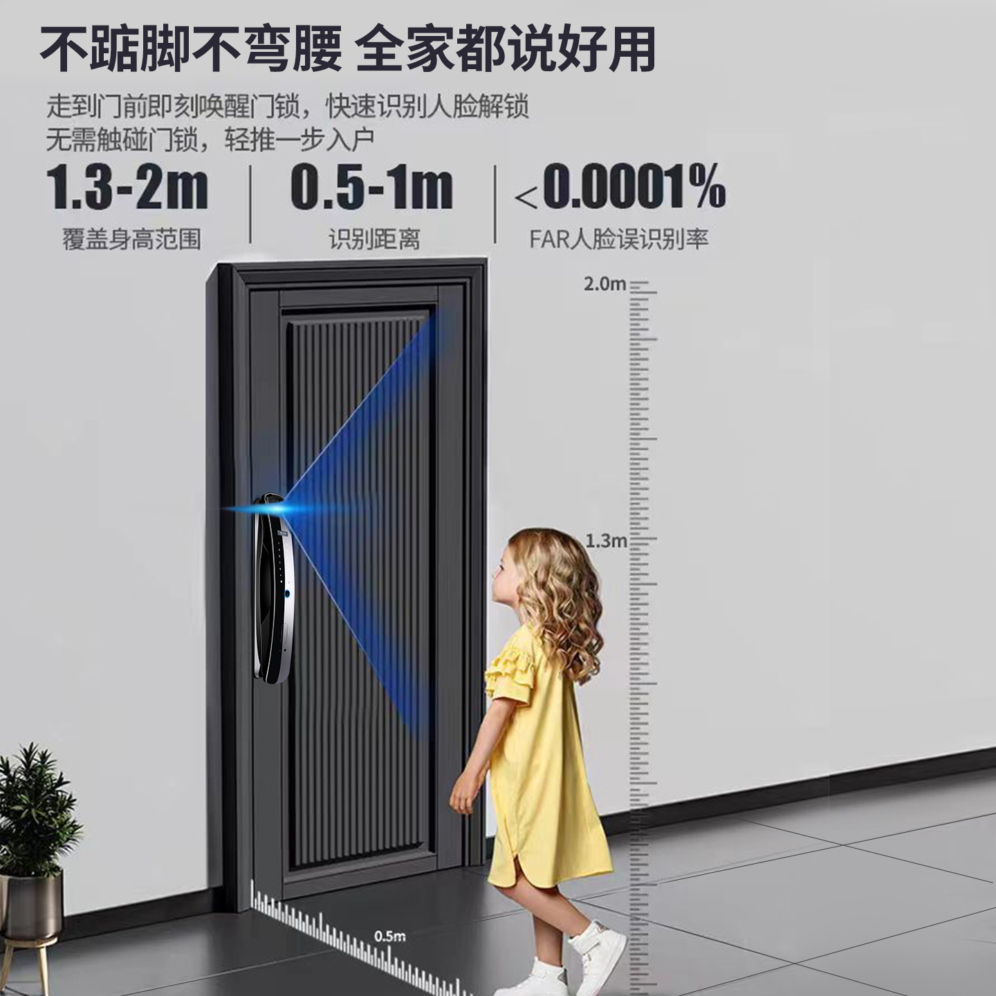 刷脸智能门锁指纹锁家用防盗门锁入户门电子密码锁扫可视人脸识别 - 图1