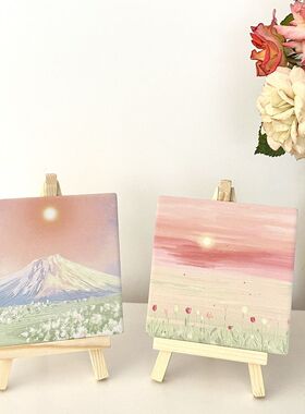 ins小画架油画插画桌面摆件治愈氛围感创意家居装饰品