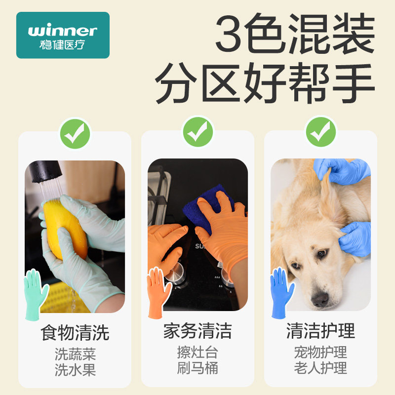 稳健一次性手套医用橡胶丁腈乳胶PVC手套透明防水加厚耐用,淘宝优惠券,粉丝福利购,淘宝优惠卷