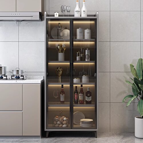 厨房置物架餐边柜轻奢酒柜现代简约边柜储物柜客厅靠墙碗柜收纳柜 - 图2