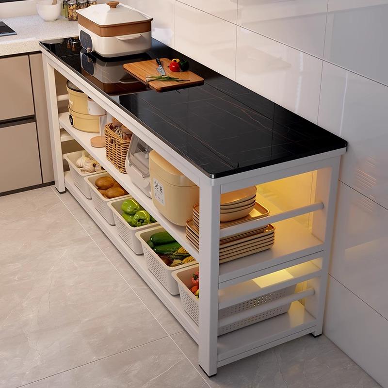 岩板厨房置物架落地多层收纳窄架切菜桌子备餐工作台多功能餐边柜