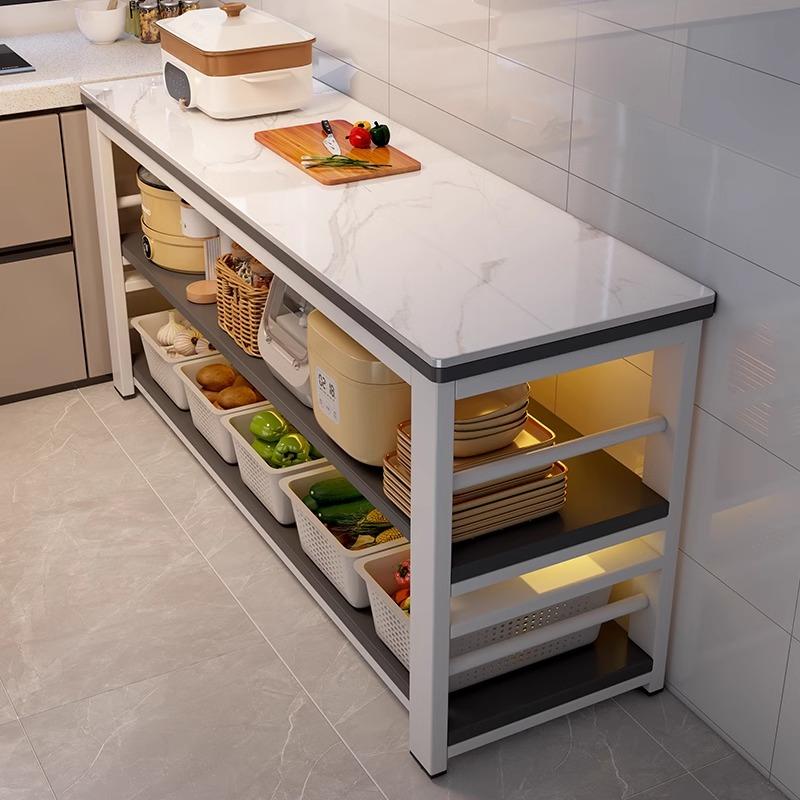 岩板厨房置物架落地多层收纳窄架切菜桌子备餐工作台多功能餐边柜