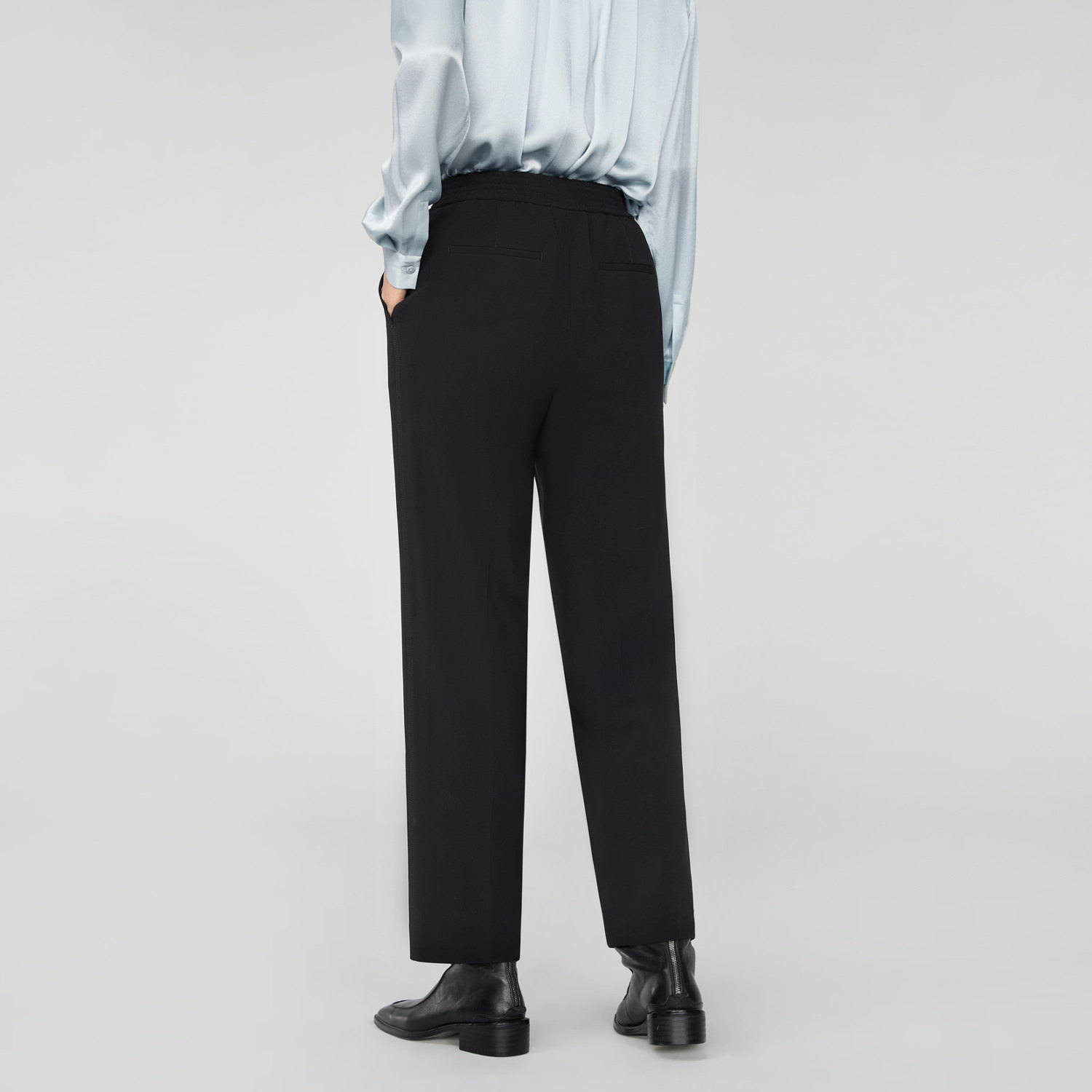 OVVOutlet秋冬新款女装日本进口三醋酸侧后腰松紧休闲通勤长裤