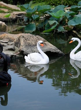 户外池塘庭院鸭子仿真鸳鸯树脂装饰摆件花园N鱼池水景浮水天鹅造