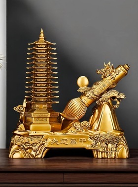 13层文昌塔笔筒摆件工艺品十三层九层书房书桌装饰送孩子开学礼物