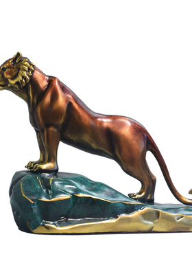 纯铜老虎摆件创意中式生肖虎啸山河虎年客厅办公室家X居装饰工艺