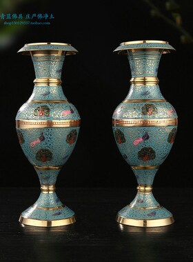 尼泊尔纯铜彩绘花瓶会所酒店v餐厅简约家居装饰纯手工招财桌面摆