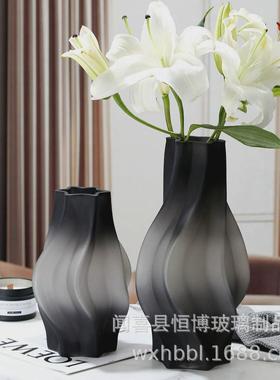 现代高级感轻h奢大号落地玻璃花瓶水养鲜花餐桌装饰插花器摆件