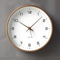 Brief hanging bell sitting room log wind super silent hanging wall clock wood quartz clock Nordic mute hanging table