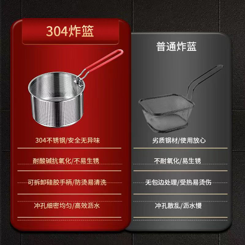 304不锈钢炸篮油炸漏网篮煮面捞面漏勺炸筐炸锅油锅麻辣烫过滤网 - 图2