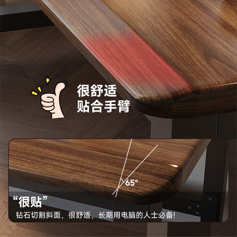 实木电脑桌台式家用电竞桌卧室办公桌学生学习写字上课书桌子原木 - 图1