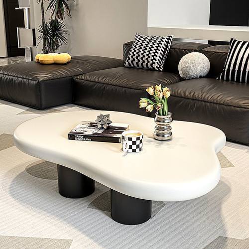 云朵茶几新款奶油风北欧家用客厅简约现代小户型不规则简约茶桌 - 图0