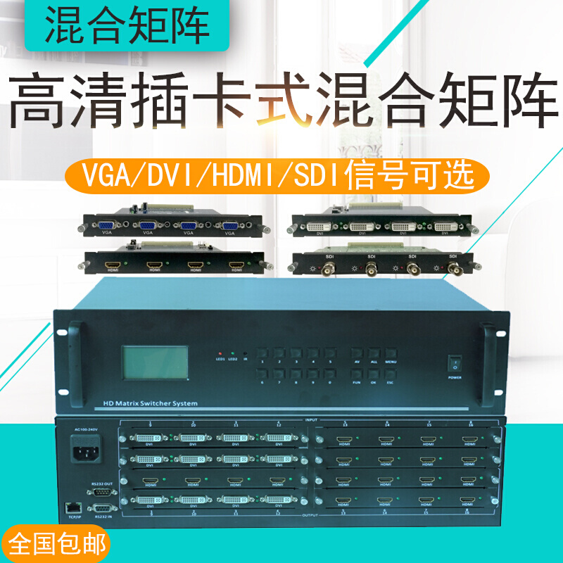 16/32进32出HDMI/DVI/VGA/SDI/AV/HDBaseT插卡高清混合矩阵DP矩阵 - 图0