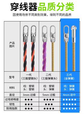 新款电工专用弹簧穿线神器穿管器引线器钢丝网线暗线暗管万能引线