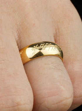 欧美指环王戒指男士明星款字母情侣魔戒戒指镀真金跨境饰品手工