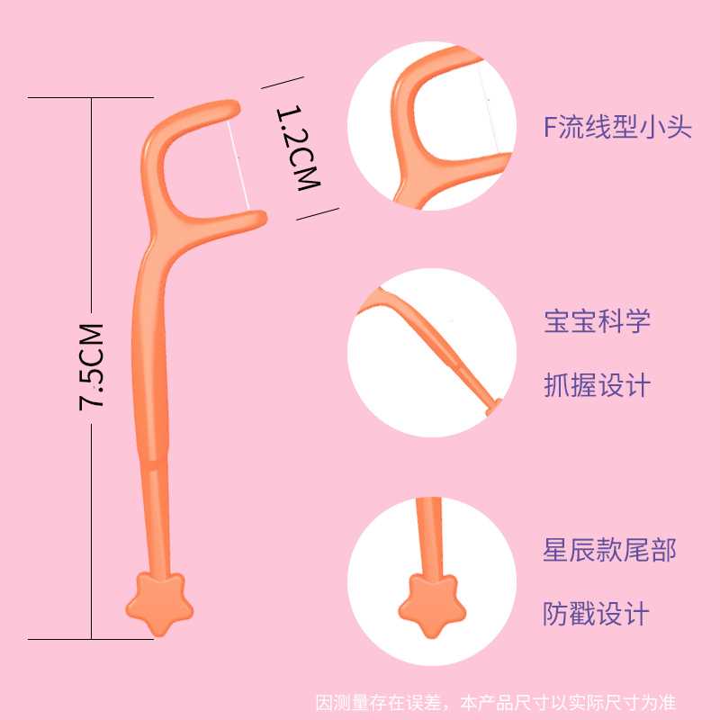 儿童牙线60支单独包装宝宝婴幼儿专用超细水果味独立牙线棒一次性 - 图1