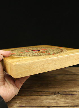 银杏木手工罗盘风水盘高精度专业八寸三I合盘罗经仪指南针初学方