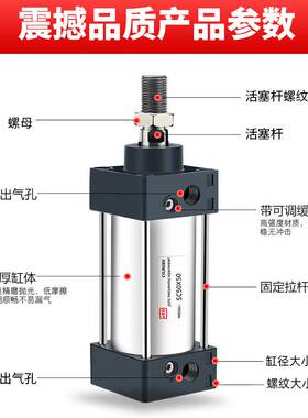 亚德客型SC标准气缸小型气动大推力SC32x40x50x63x80x100x125x160