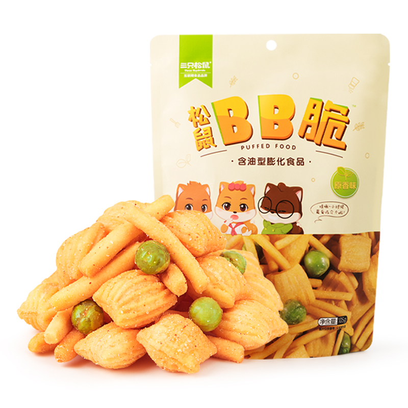 【三只松鼠BB脆/火辣脆105g*7袋】 虾条豆果尖角脆非膨化零食小吃 - 图2