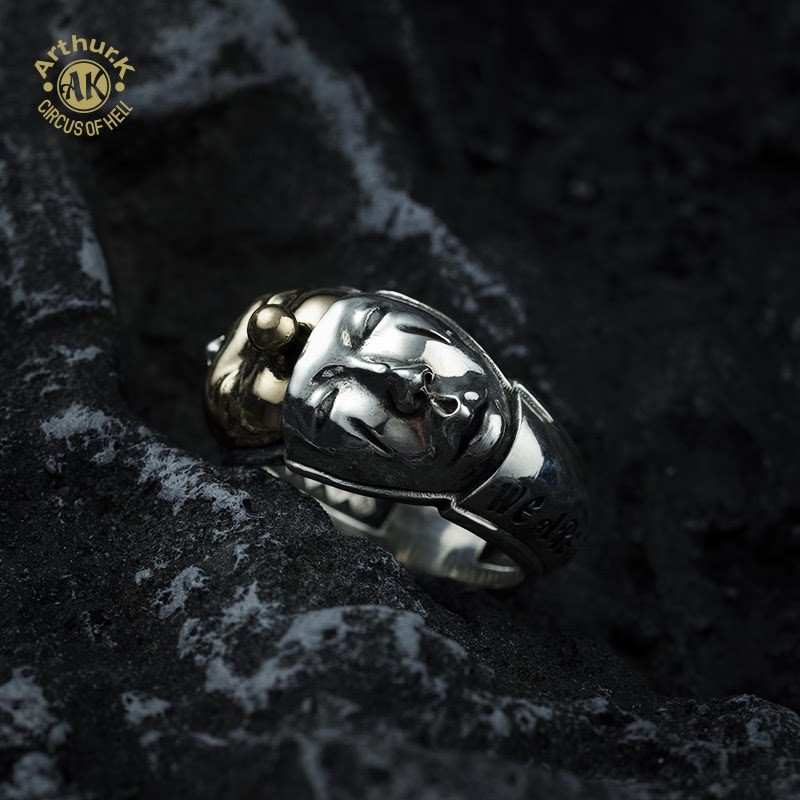 Arthur.k vintage face clown ring silver for men and women