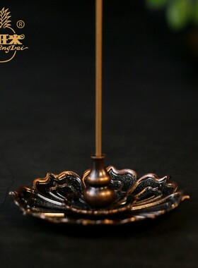 金旺来莲花香座盘香线香插两用卧香薰炉香插香器具摆件