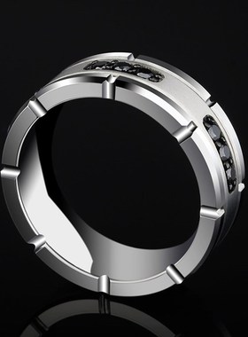 高级黑耀男士戒指潮磨砂时尚小众男士食指宽戒指男潮轻奢男戒