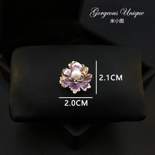 1886 别致小巧牡丹花扣针花朵防走光小胸针胸花西服衬衫领针领扣 - 图3