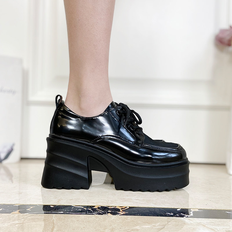 小个子女鞋显高i系带深口单鞋增高9cm厚底鞋女超高跟鞋子小皮鞋款,淘宝优惠券,粉丝福利购,淘宝优惠卷