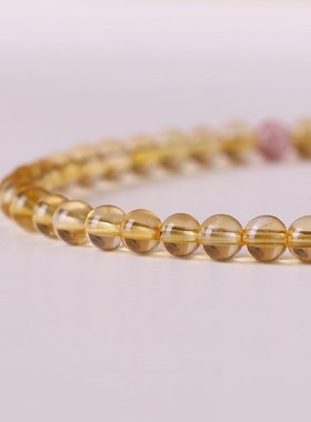 招财富贵吸金极细4mm黄水晶手链女设计感小众高颜值草莓晶手串