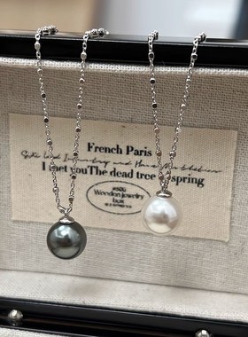 轻奢高级感单颗珍珠项链简约小众设计感毛衣链时尚气质精致锁骨链