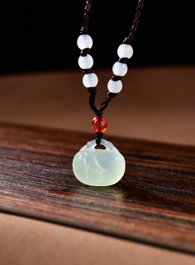 易明开居竹梅相锁吉贵宏项链吊坠青梅竹马玉坠情侣款一对男女