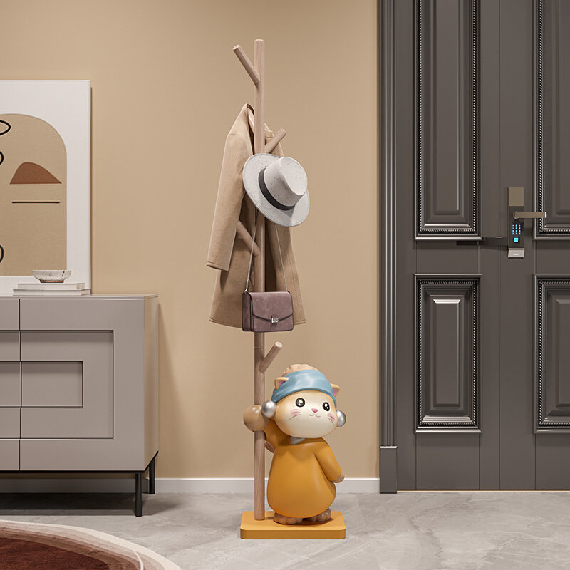 艺术猫落地摆件衣帽架创意家用玄关卧室挂衣架装饰品乔迁新居礼物