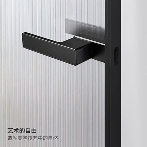 16极简边框玻璃门锁铝合金新款黑色磁吸平开门卫生间通用型执手锁 - 图3