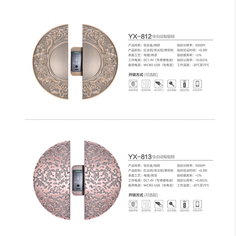 全自动专用木门指纹锁嵌s入式指纹锁分体式豪华双开铸铝门把手订 - 图1