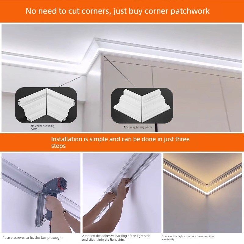 免吊顶明装发光石膏线灯客厅顶角阴角灯双眼皮装饰条墙角线条灯带,淘宝优惠券,粉丝福利购,淘宝优惠卷