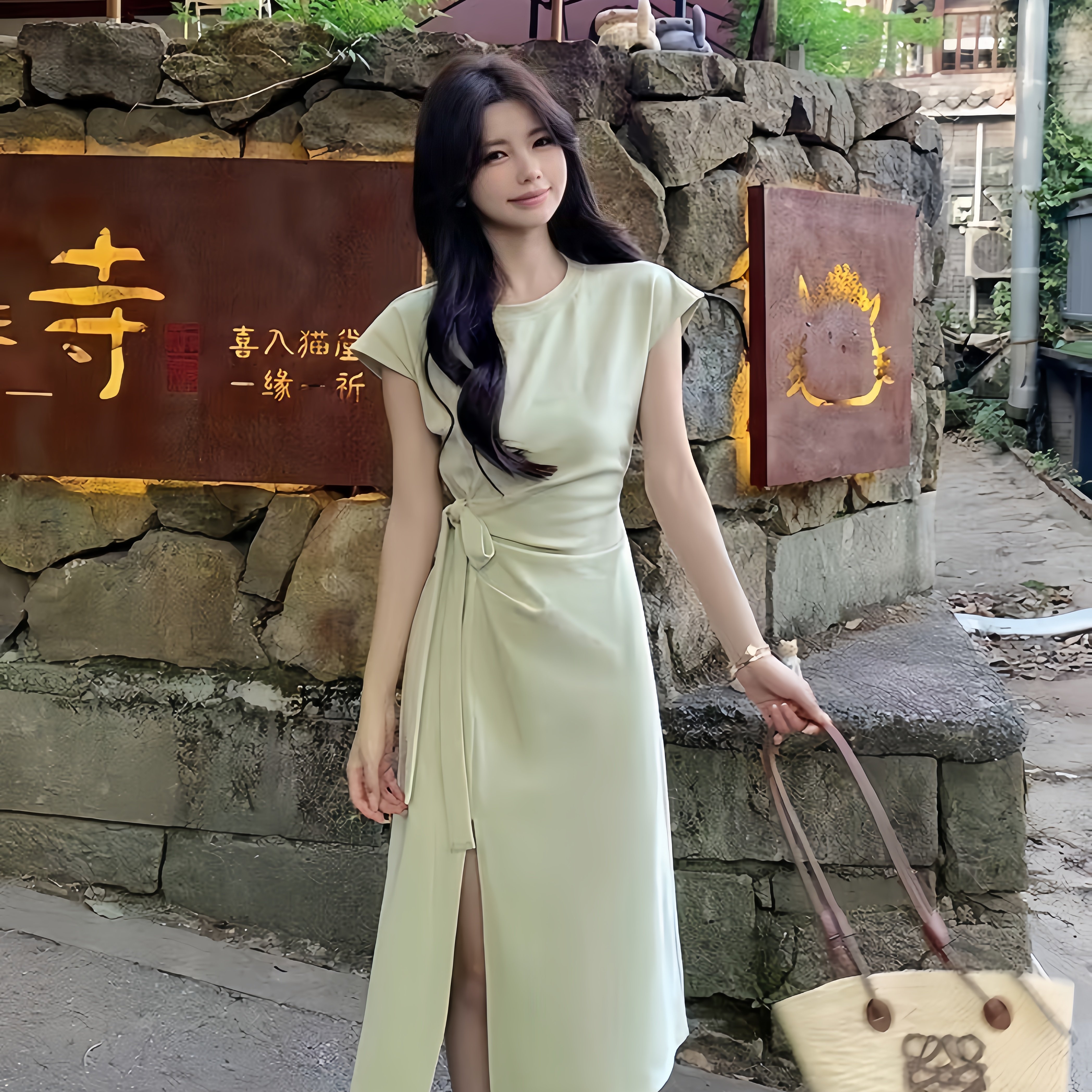 TBF2026夏季法式绝美连衣裙女气质收腰长裙茶歇裙