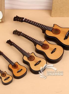 木质缺角迷你民谣吉他模型乐器摆件毕业送男女朋友生日情人节礼物