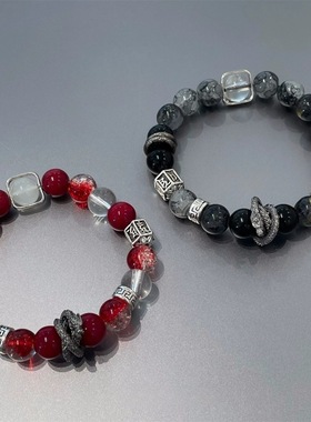 2025热卖新款情侣古风盘龙琉璃手工串珠手链新中式复古男女配饰