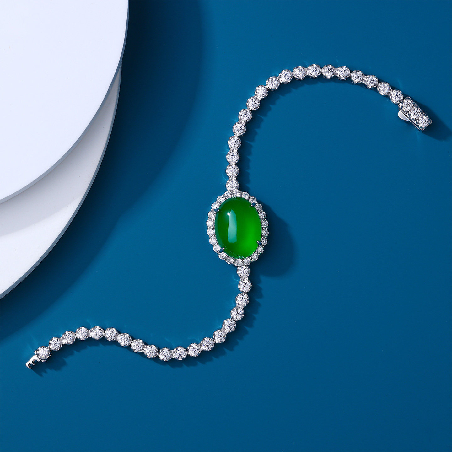 AILEQ正阳绿玉髓玛瑙925银手链高碳钻国潮蛋面手链简约百搭素款K5 - 图2