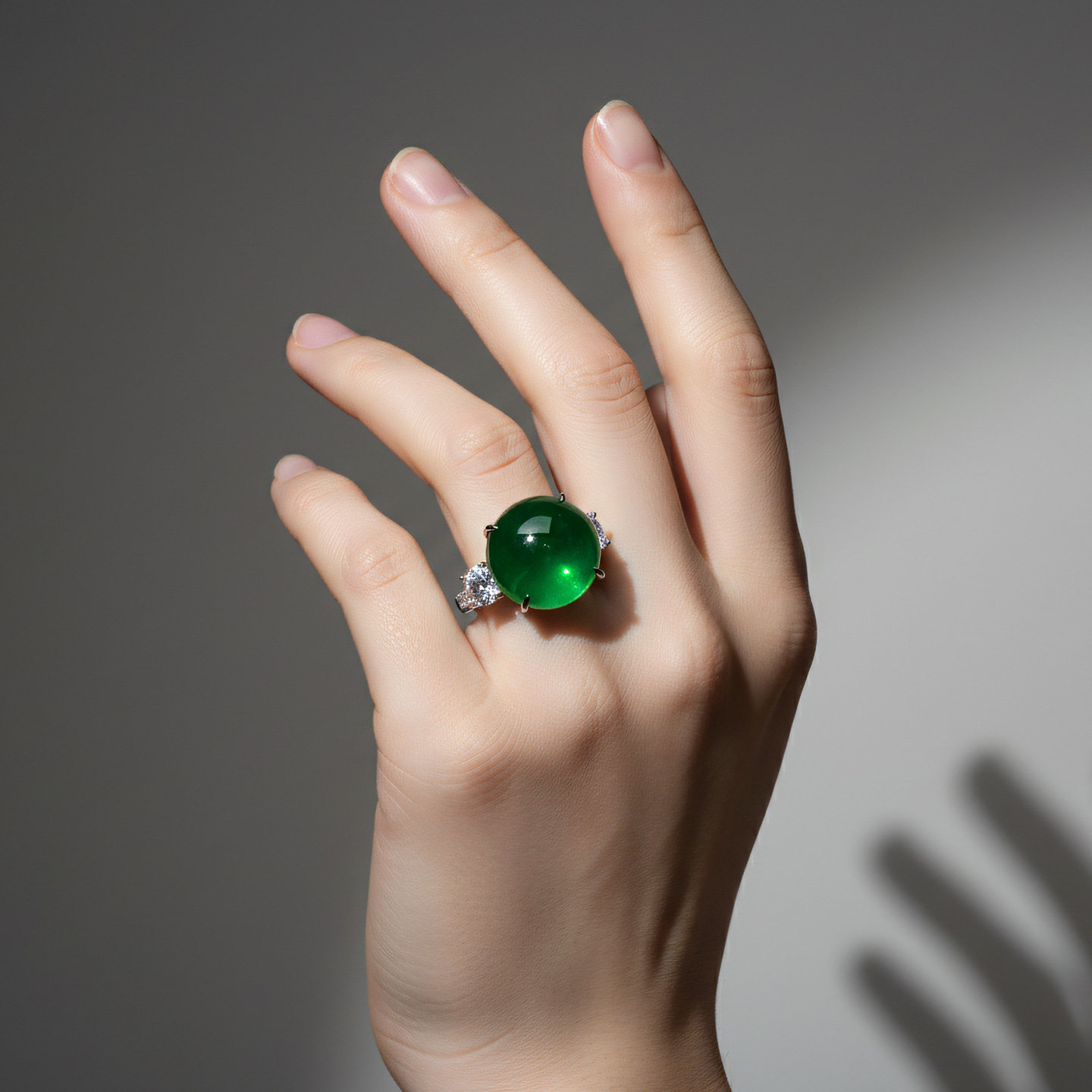 AILEQ s925银镶天然玉髓满绿鸽子蛋双钻欧若风戒指珠宝品质K10,淘宝优惠券,粉丝福利购,淘宝优惠卷